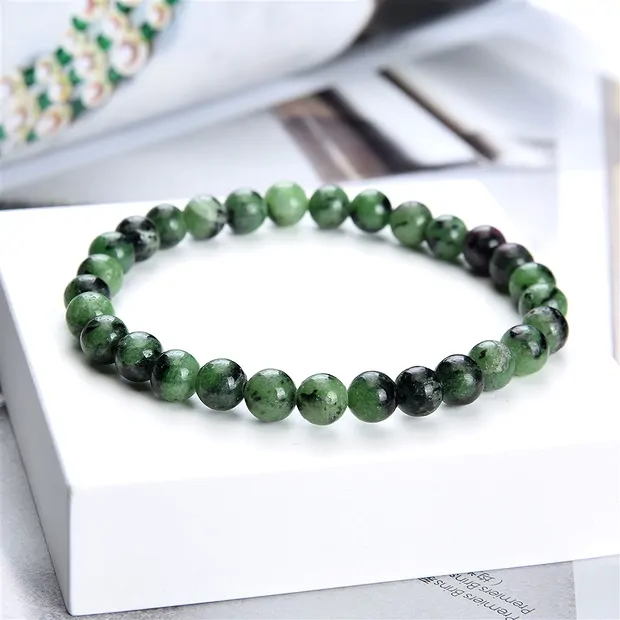 Bracelet, Zoïsite, 06mm perles rondes | Marco Schreier