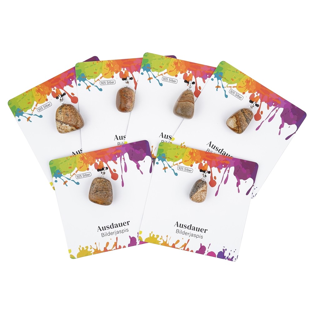 Anhänger Jaspis (Bilderjaspis), Trommelstein klein, rhodiniert | Marco Schreier