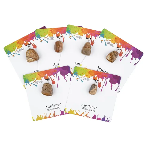 Colgante de jaspe (Jaspe paisaje), Piedra rodada pequeña, rodiado | Marco Schreier