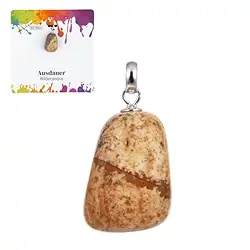 0616425106 Pendentif Jaspe (Jaspe paysage), Pierre roulée petite, rhodiée | Marco Schreier