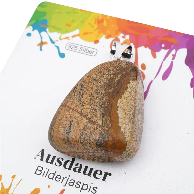 Jasper (Picture jasper) pendant, large Tumbled Stone, rhodiniert | Marco Schreier