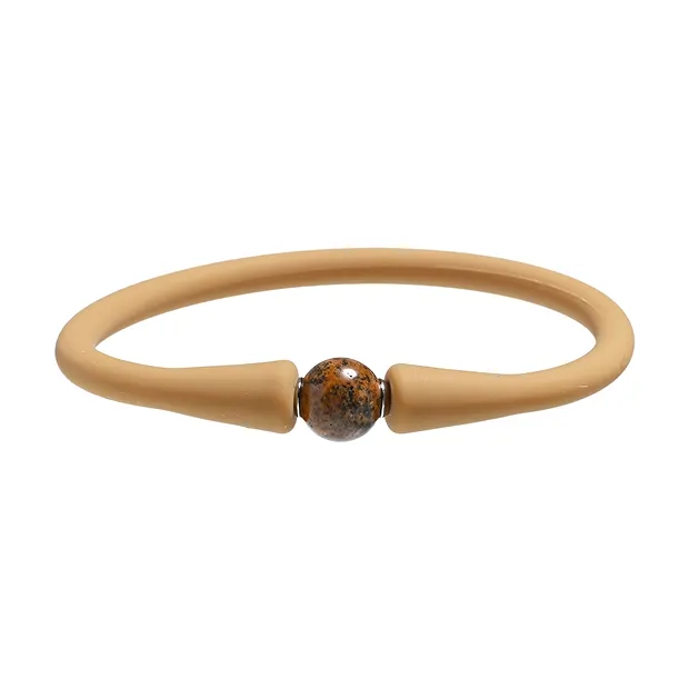 Armband Jaspis (Bilderjaspis), Silikon (beige), 15cm (kurz) | Marco Schreier
