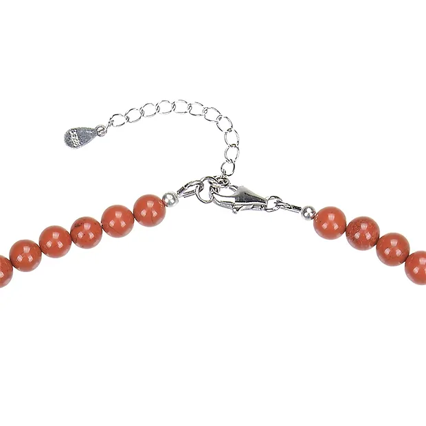 Collar de jaspe (rojo), cuentas (6 mm), rodinado, cadena extensible | Marco Schreier