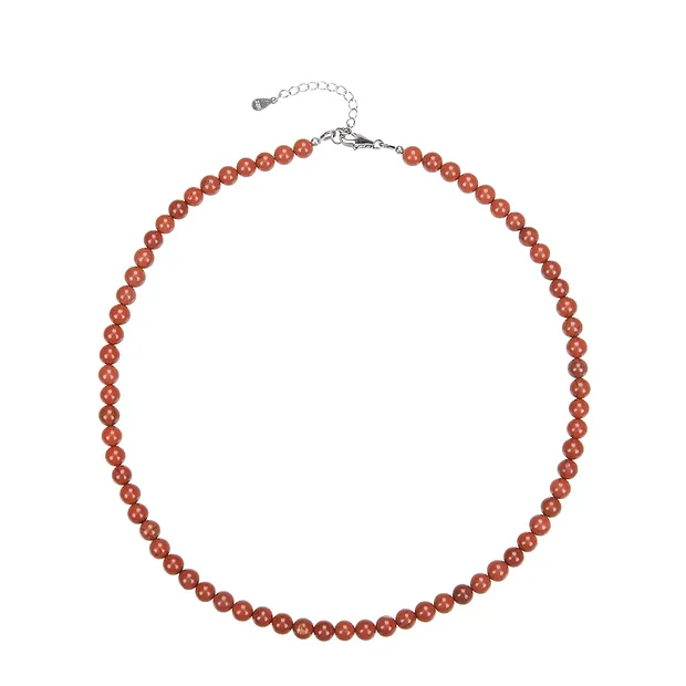 Chaîne Jaspe (rouge), boules (6mm), rhodié | Marco Schreier