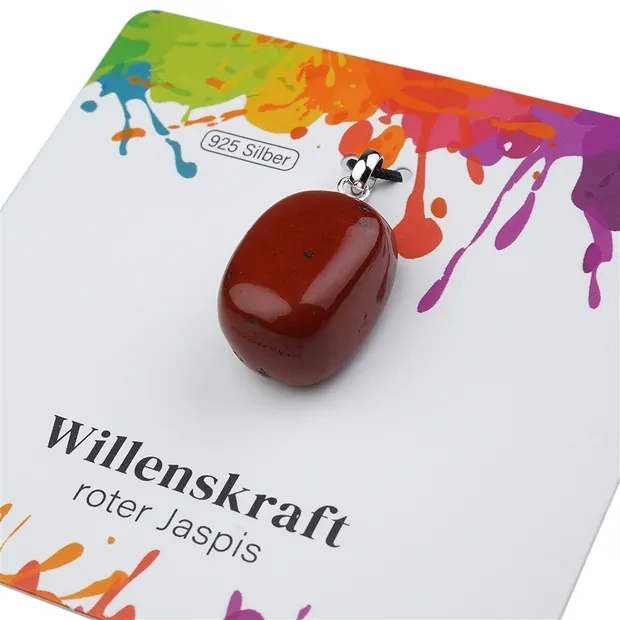 Jasper (red) pendant, small Tumbled Stone, rhodiniert | Marco Schreier