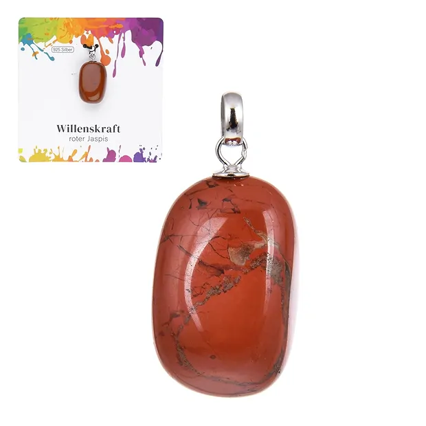 Jasper (red) pendant, small Tumbled Stone, rhodiniert  | Marco Schreier