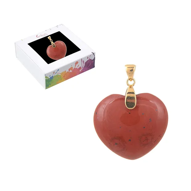 Colgante jaspe (rojo), corazón (28mm), 4,2cm, chapado en oro | Marco Schreier
