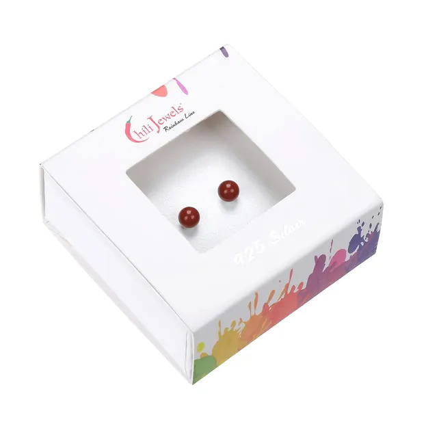 Earstud Jasper (red), ball, 4mm, rhodiniert | wholesaler gems & healing stones