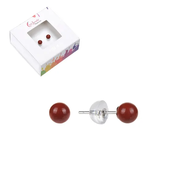 Ohrstecker Jaspis (rot), Kugel, 4mm, rhodiniert | Marco Schreier