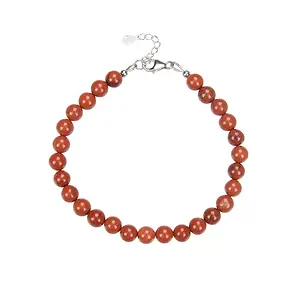 Armband Jaspis (rot), Kugeln (6mm), rhodiniert | Marco Schreier