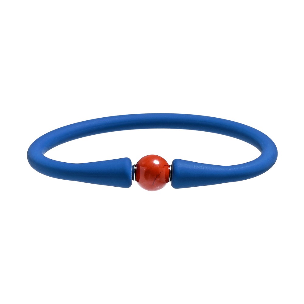 Bracelet Jasper (red) ball (8mm), silicone (green), 15cm (short)  | Marco Schreier