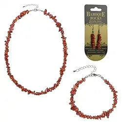 0616590005 Conjunto de joyería "Willpower" de Jaspe clásico barroco (rojo) | Marco Schreier