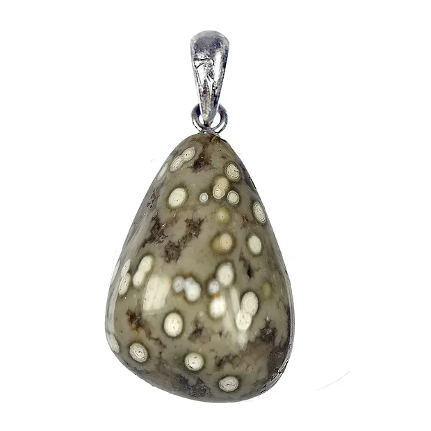 Tumbled Stone Ocean Jasper pendant with 925 silver eyelet | Marco Schreier
