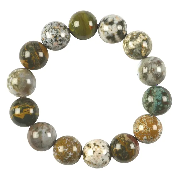 Bracelet, Ocean Jasper, 15-17mm beads | wholesale gems, healing stones & jewelry