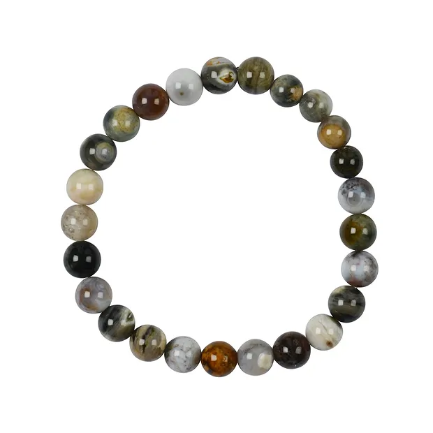 Pulsera, Jaspe oceánico, cuentas 07-08mm | Marco Schreier