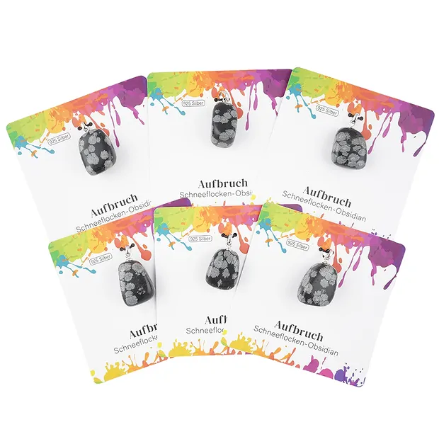 Pendentif Obsidienne (flocons de neige), Pierre roulée petit modèle, rhodié | Marco Schreier