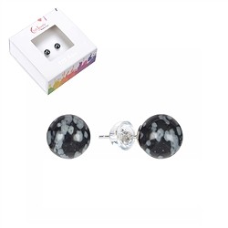 0617145108 Clous d'oreilles flocon de neige-obsidienne, boule, 8mm, rhodié | Marco Schreier
