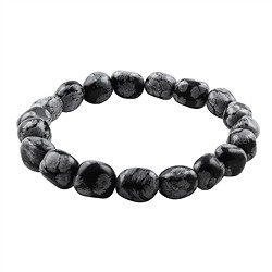 0617150079 Bracciale, ossidiana (ossidiana a fiocco di neve), pepite di 08-10 mm | Marco Schreier