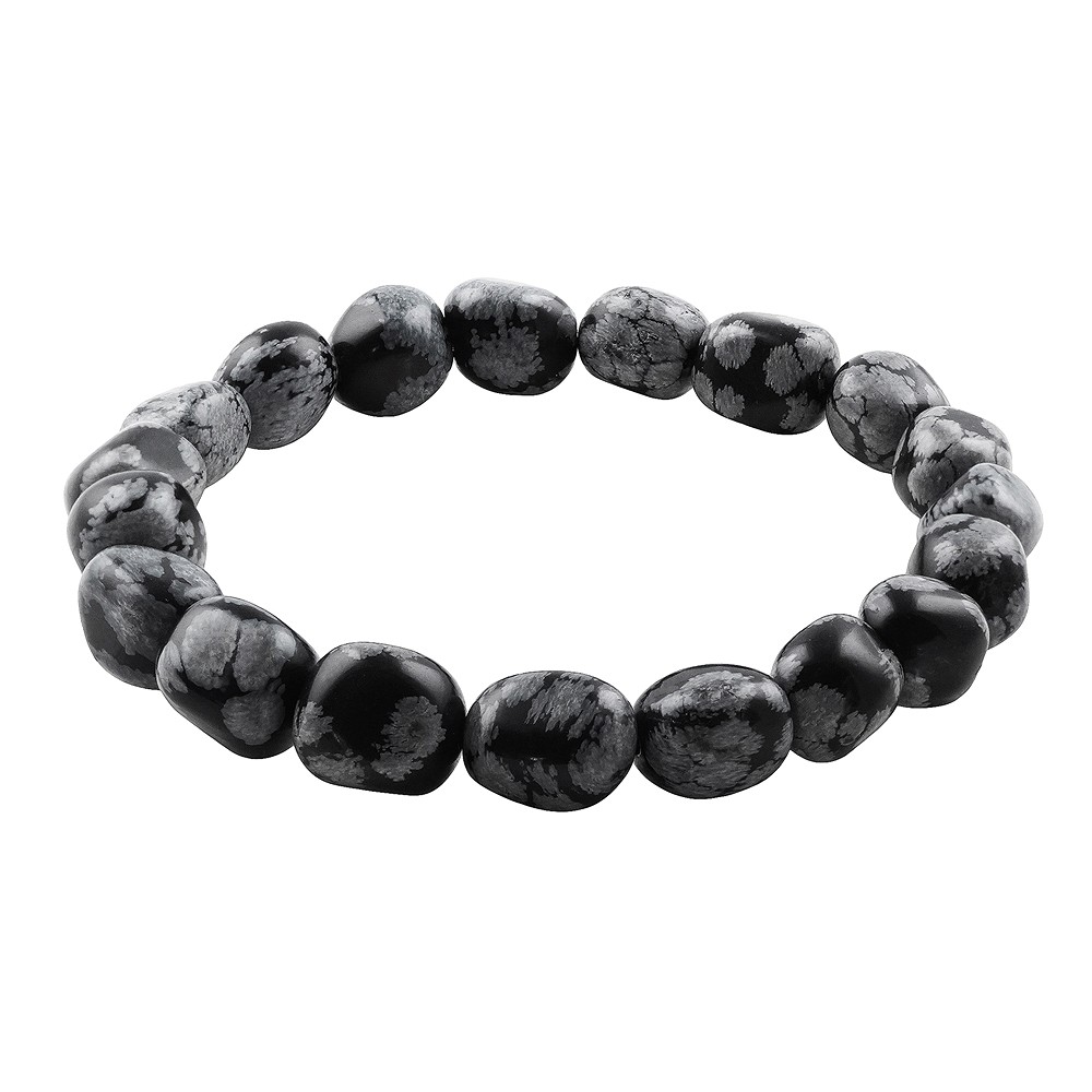 Bracelet, Obsidian (snowflake obsidian), 08-10mm nuggets | Marco Schreier