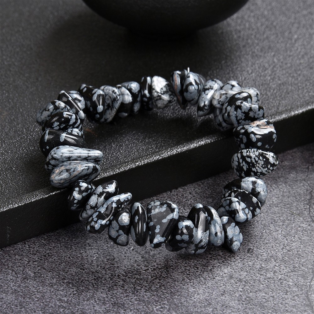 Bracelet, Obsidienne (flocons de neige), 04-07 x 12-16mm Nuggets | Marco Schreier
