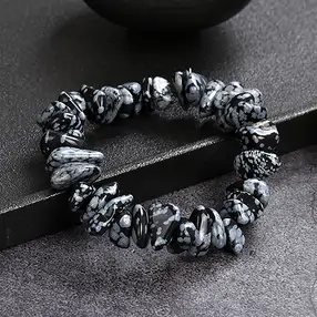 Armband, Obsidian (Schneeflocke), 04-07 x 12-16mm Nuggets | Marco Schreier
