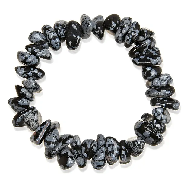 Bracelet, Obsidian (snowflake obsidian), 04-07 x 12-16mm nuggets | Marco Schreier