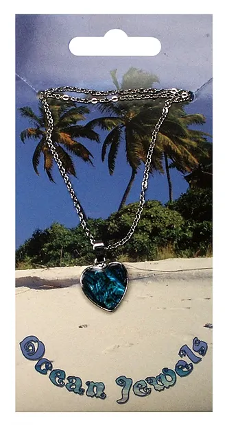 Heart pendant, Paua Shell, with chain | wholesale gems, healing stones & jewelry