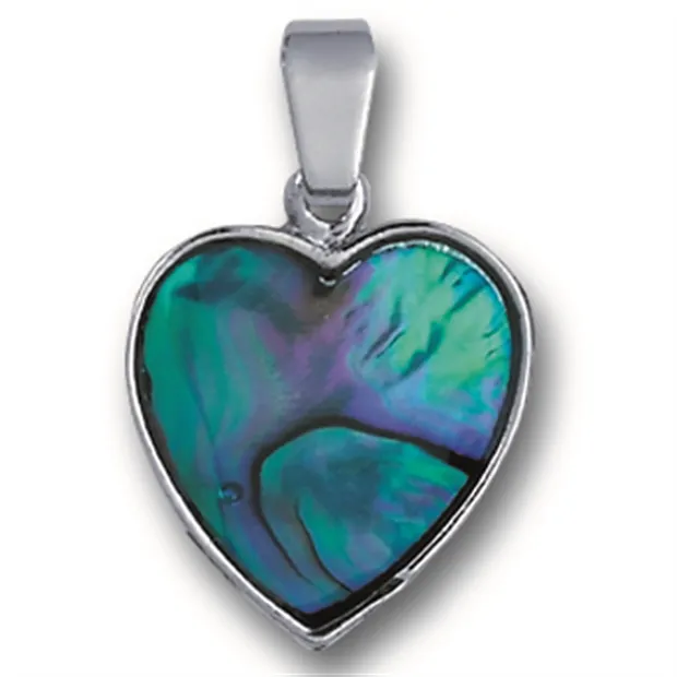 Heart pendant, Paua Shell, with chain | wholesale gems, healing stones & jewelry