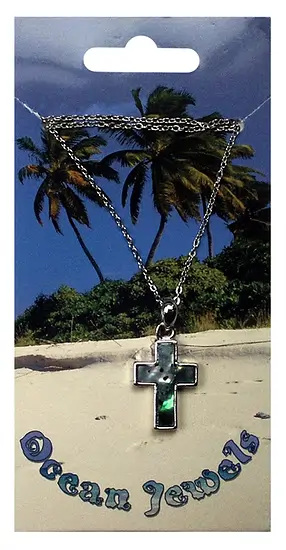 Pendant cross medium (2.2 cm), Paua Shell, with chain | Marco Schreier