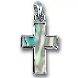 0617410007 Ciondolo croce media (2,2 cm), Conchiglia Paua, con catena | Marco Schreier