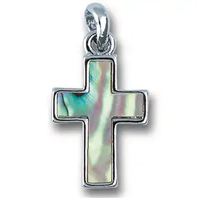 Pendant cross medium (2.2 cm), Paua Shell, with chain | Marco Schreier