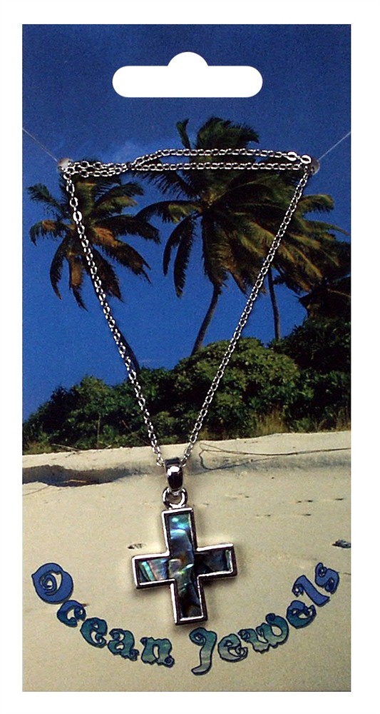 Ciondolo croce isoscele, Conchiglia Paua, con catena | Marco Schreier