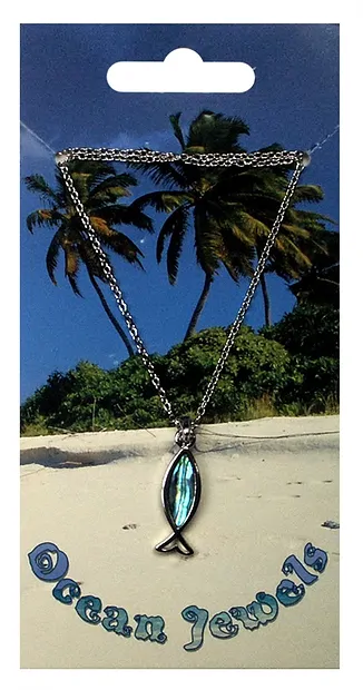 Pendant fish, Paua Shell, with chain | wholesaler gems, healing stones & jewelry