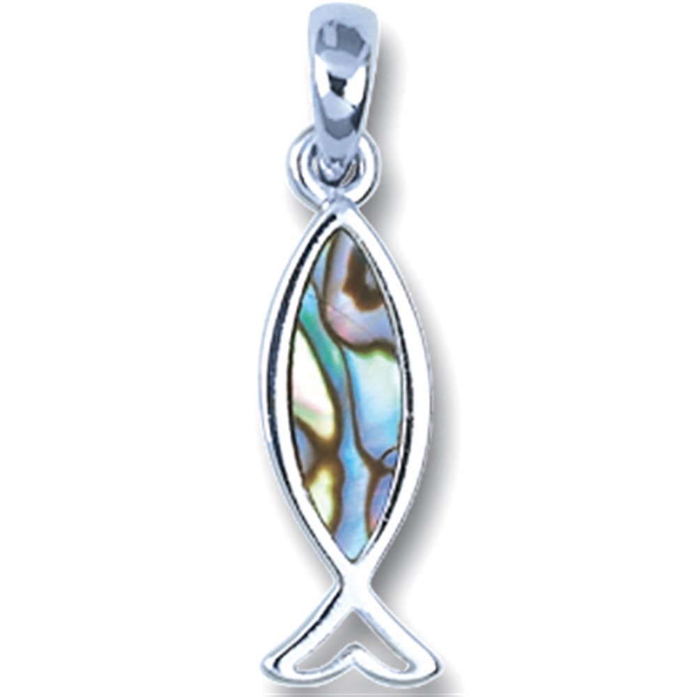 Ciondolo Pesci, Conchiglia Paua, con catena | grossista gemme e pietre curative