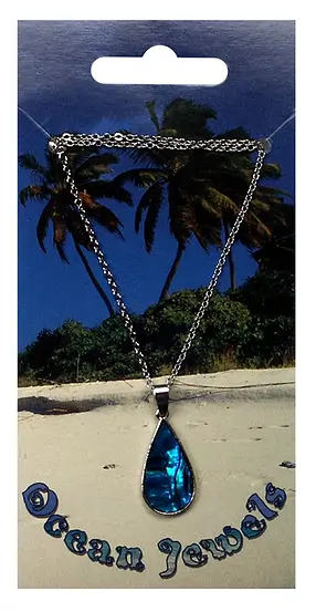 Pendant drop large, Paua Shell, with chain | wholesaler gems & healing stones