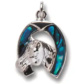 Pendentif fer à cheval avec tête de cheval, Abalone, avec Chaînes | Marco Schreier