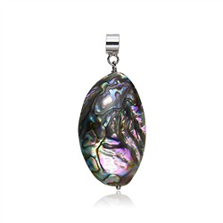 0617427006 Paua Shell pendant, oval (30 x 20mm), 4.5cm, rhodiniert | Marco Schreier