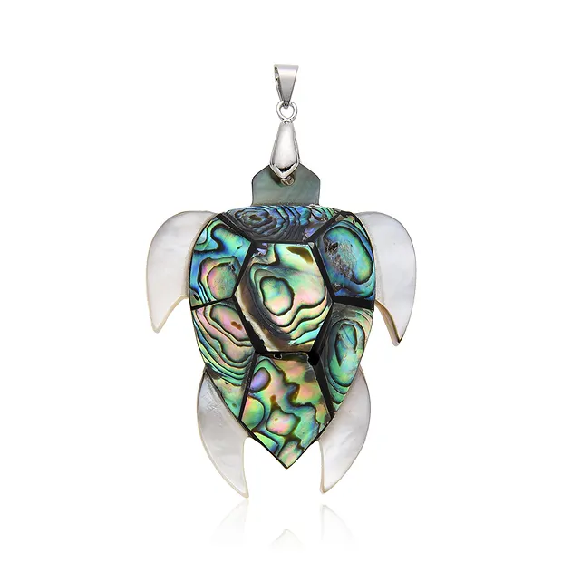 Paua Shell pendant, Mother of Pearl, turtle, 6.4 cm, rhodiniert | Marco Schreier