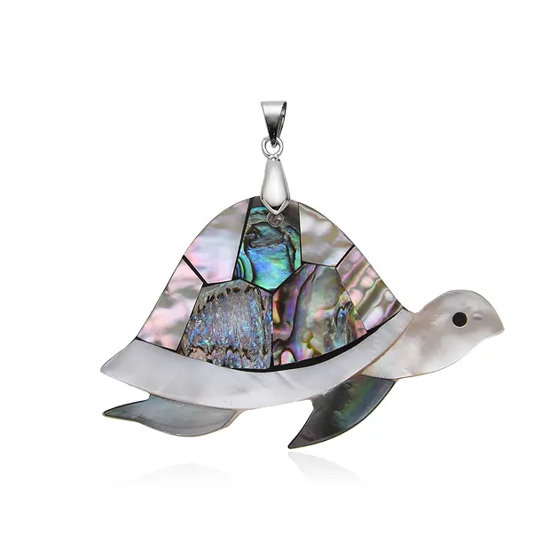 Pendentif nacre, coquillage de Pau, tortue, 5,5 x 4,8cm, rhodié | Marco Schreier