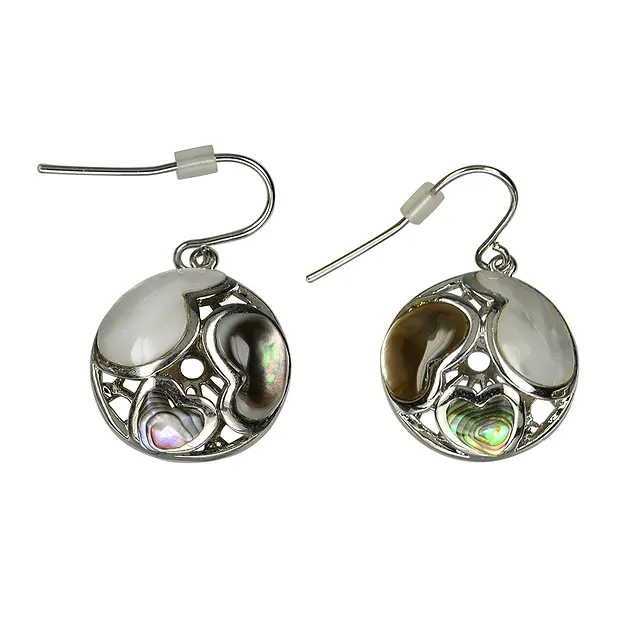 Ohrhänger "Herzen" rund, div. Muschelsorten | Edelsteine, Heilsteine & Schmuck