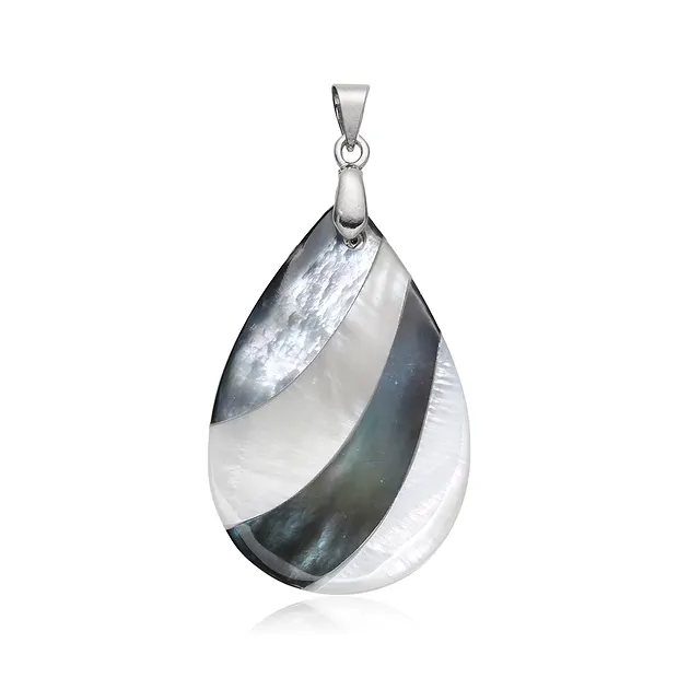 Pendentif nacre (claire/foncée), goutte (37mm), 4,7cm, rhodié | Marco Schreier