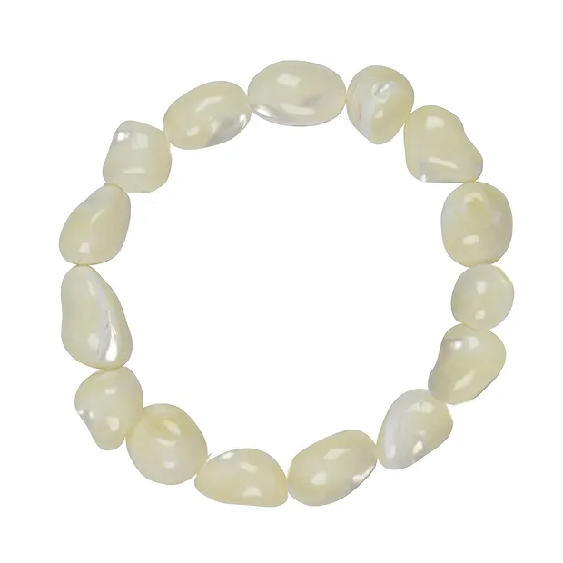 Bracelet, nacre (claire), 10-15mm Nuggets | Marco Schreier