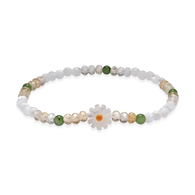 Armband Perlmutt-Margerite, Nephrit, Citrin | Edelsteine, Heilsteine & Schmuck