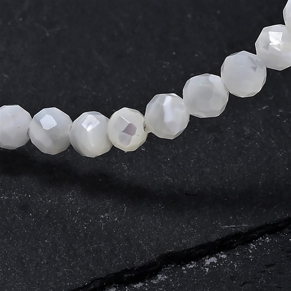 Bracciale, Madreperla (chiaro), perline da 03 mm, sfaccettato, 14 cm (corto) | Marco Schreier