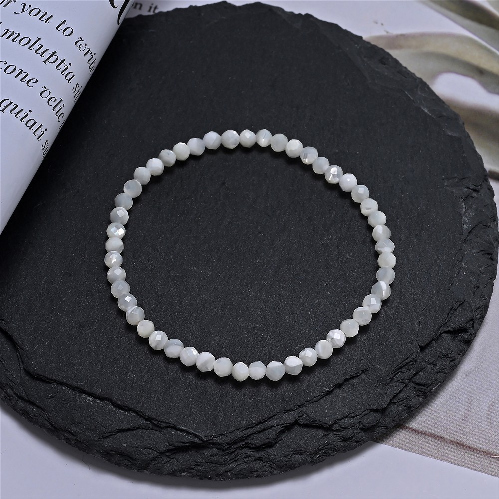 Bracciale, Madreperla (chiaro), perline da 03 mm, sfaccettato, 14 cm (corto) | Marco Schreier