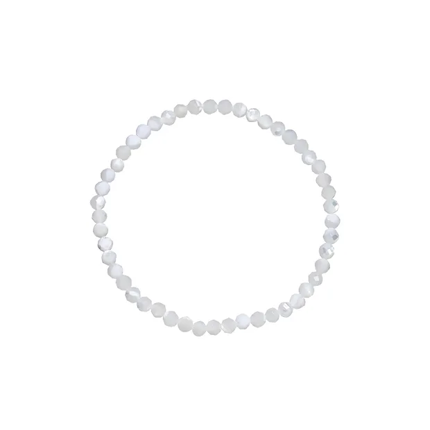 Bracelet, Mother of Pearl (light), 03mm beads, faceted, 14cm (short) | Marco Schreier