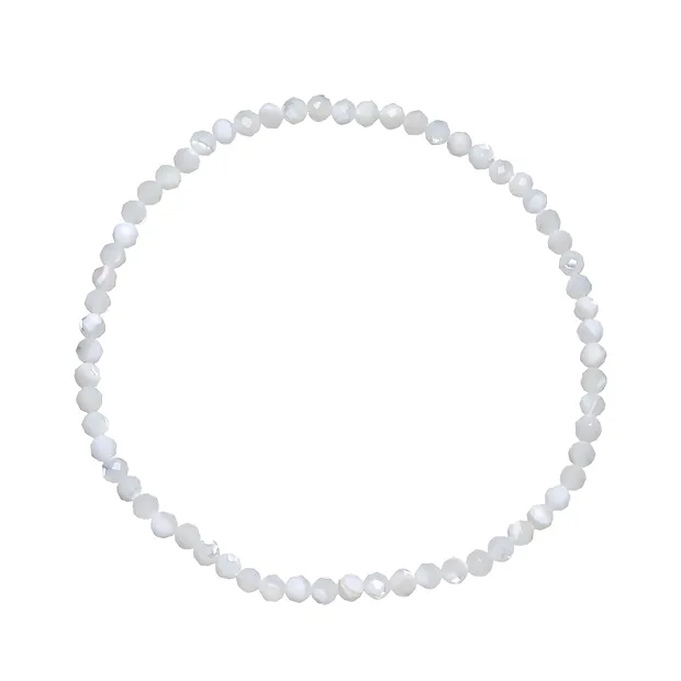 Bracelet, nacre (claire), 03mm boules, facettées, 19cm | Marco Schreier