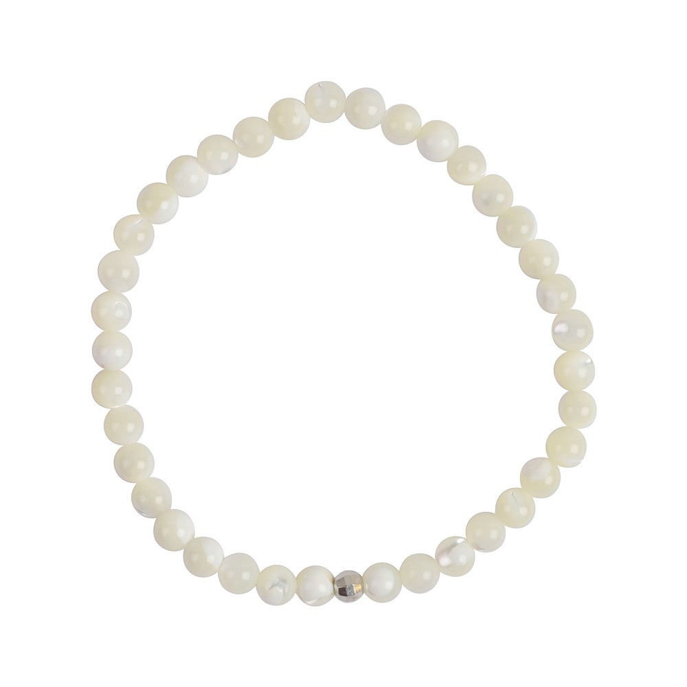 Bracelet, Mother of Pearl (white), beads, 05mm | gems, healing stones & jewelry