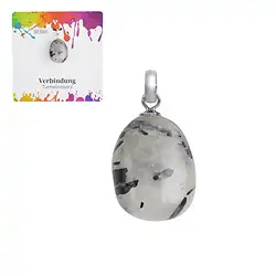0617825106 Pendant Tourmaline Quartz, Tumbled Stone small, rhodiniert | Marco Schreier