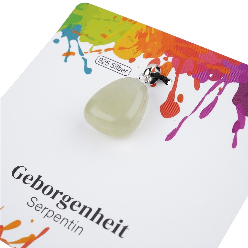 Anhänger Serpentin, Trommelstein klein, rhodiniert | Marco Schreier